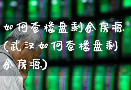 如何查楼盘剩余房源(武汉如何查楼盘剩余房源)_https://www.hangfeite.com_科创板_第1张